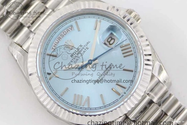 1230 Soft Day Date 40mm SS 904L Steel TWF 1:1 Best Edition Ice Blue Roman Dial on SS Bracelet A 2359